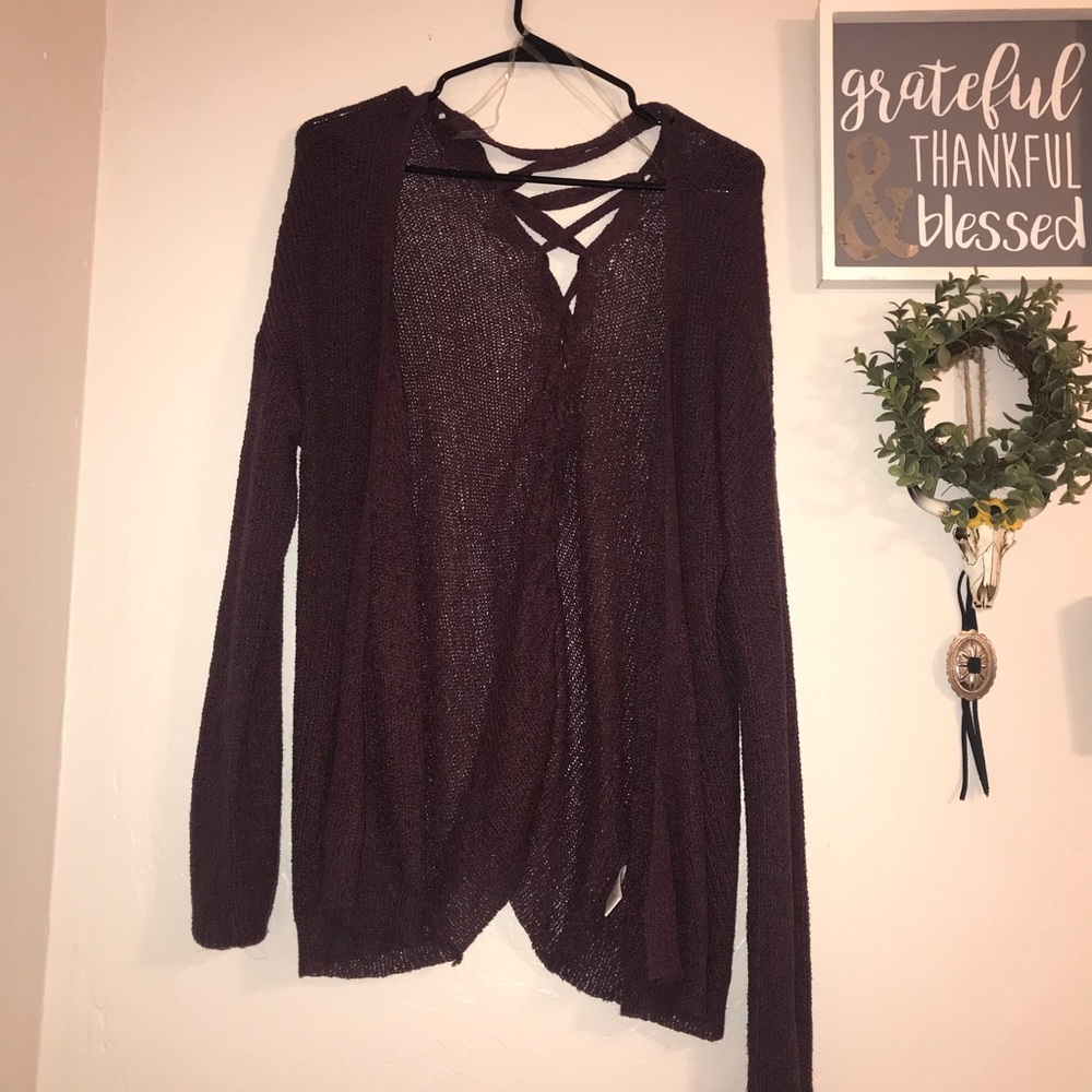 Burgundy cardigan!